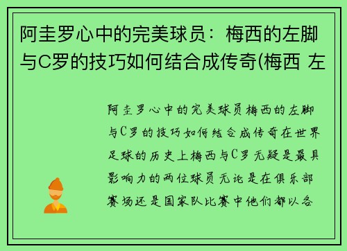 阿圭罗心中的完美球员：梅西的左脚与C罗的技巧如何结合成传奇(梅西 左右脚)